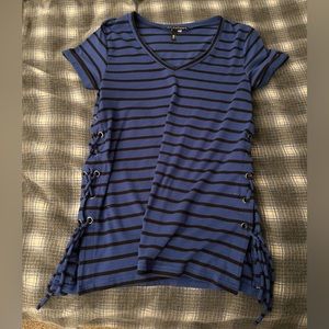 Derek Heart laced sides striped t-shirt